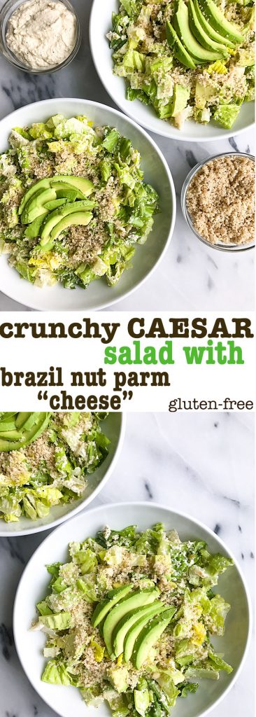 Crunchy Caesar Salad with Brazil Nut Parmesan for a simple and healthy vegan caesar salad!