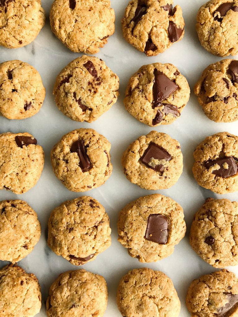 Chocolate Chunk Tahini Cookies that are grain-free and vegan-friendly!