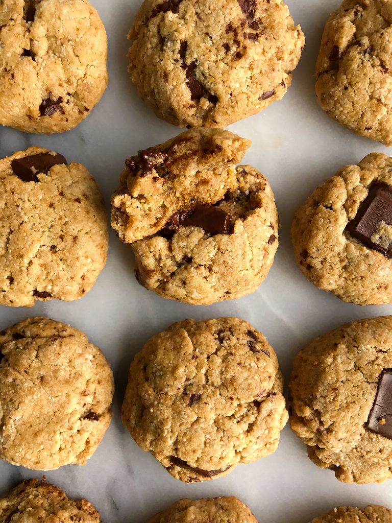 Chocolate Chunk Tahini Cookies that are grain-free and vegan-friendly!