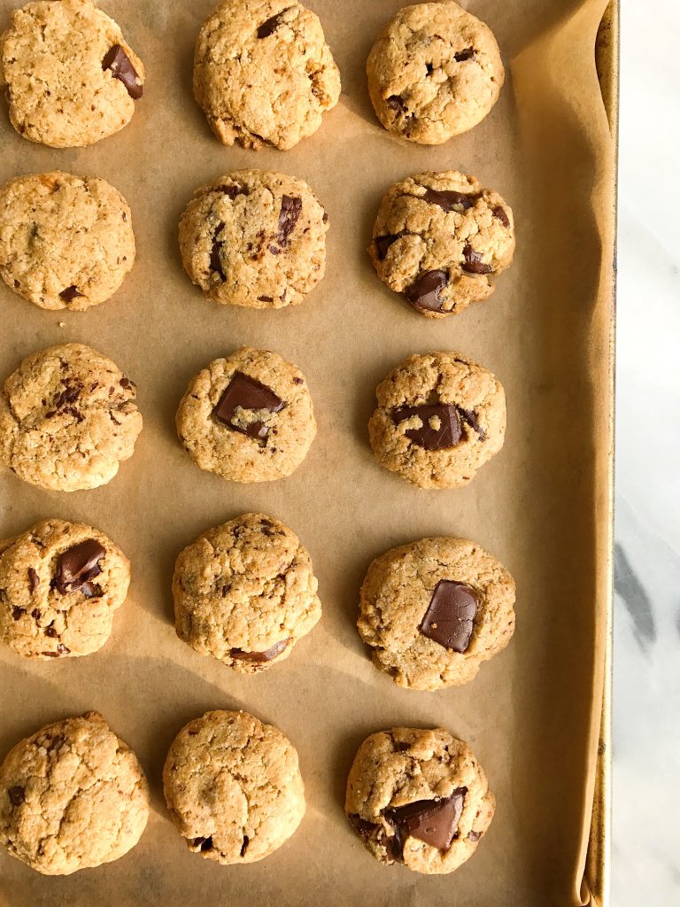 Chocolate Chunk Tahini Cookies that are grain-free and vegan-friendly!