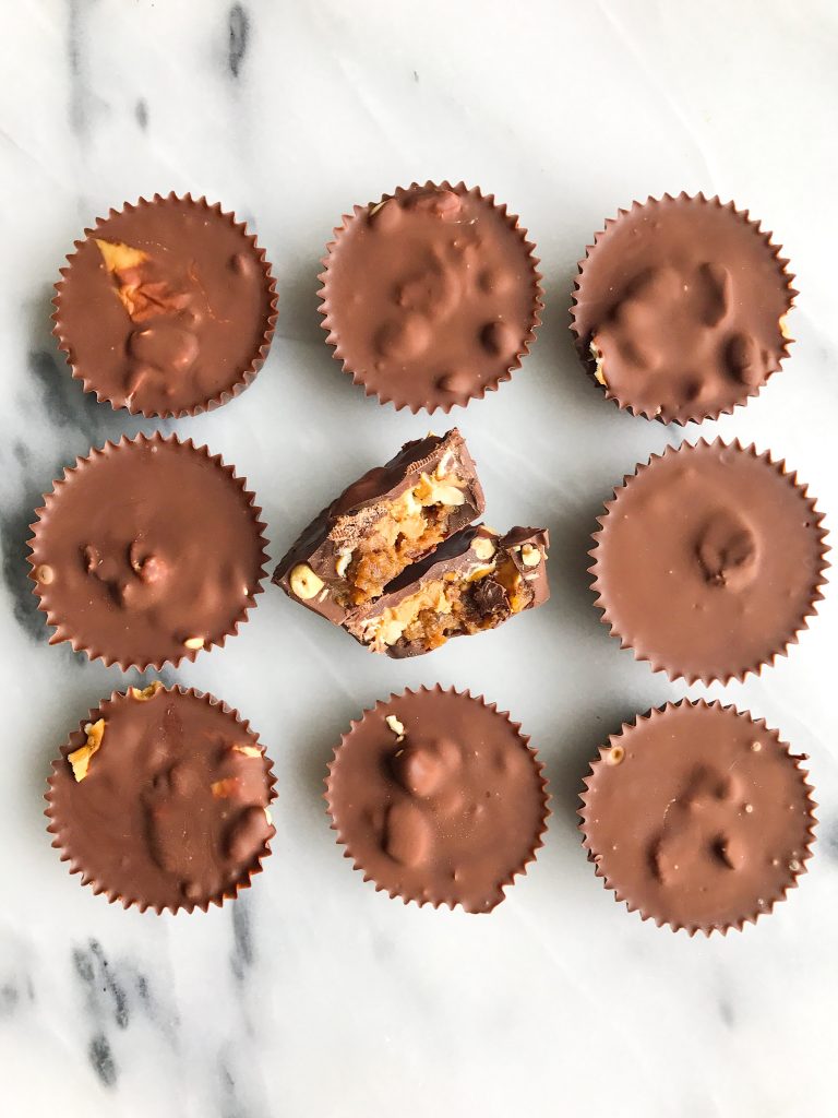 Healthy Homemade Peanut Butter Pretzel Snickers Cups