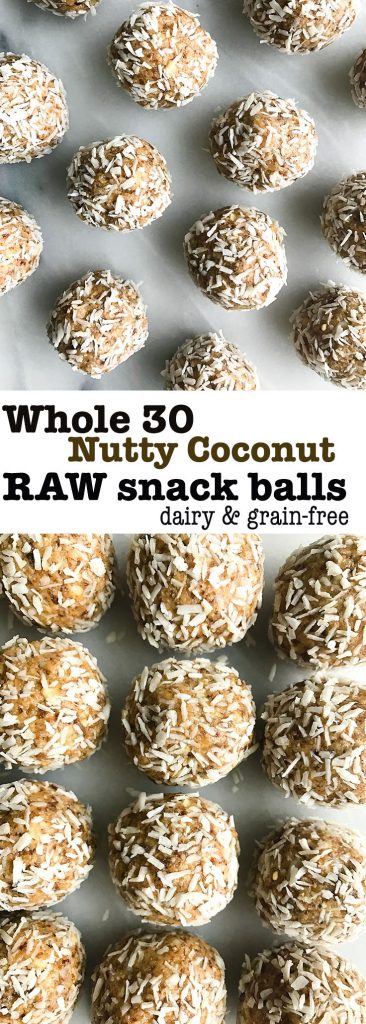 Nutty Coconut Raw Bliss Balls for an easy Whole30-friendly snack made with simple ingredients