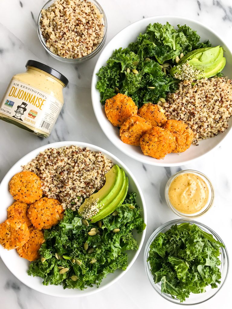 Sweet Potato Chickpea Cake Buddha Bowls for a delicious gluten-free meal!