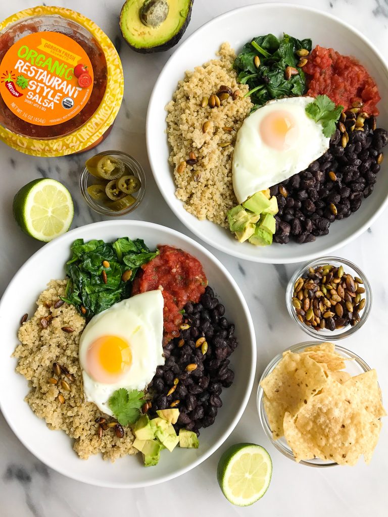 Vegetarian Taco Breakfast Bowl with Coconut Quinoa for a delicious savory breakfast recipe!