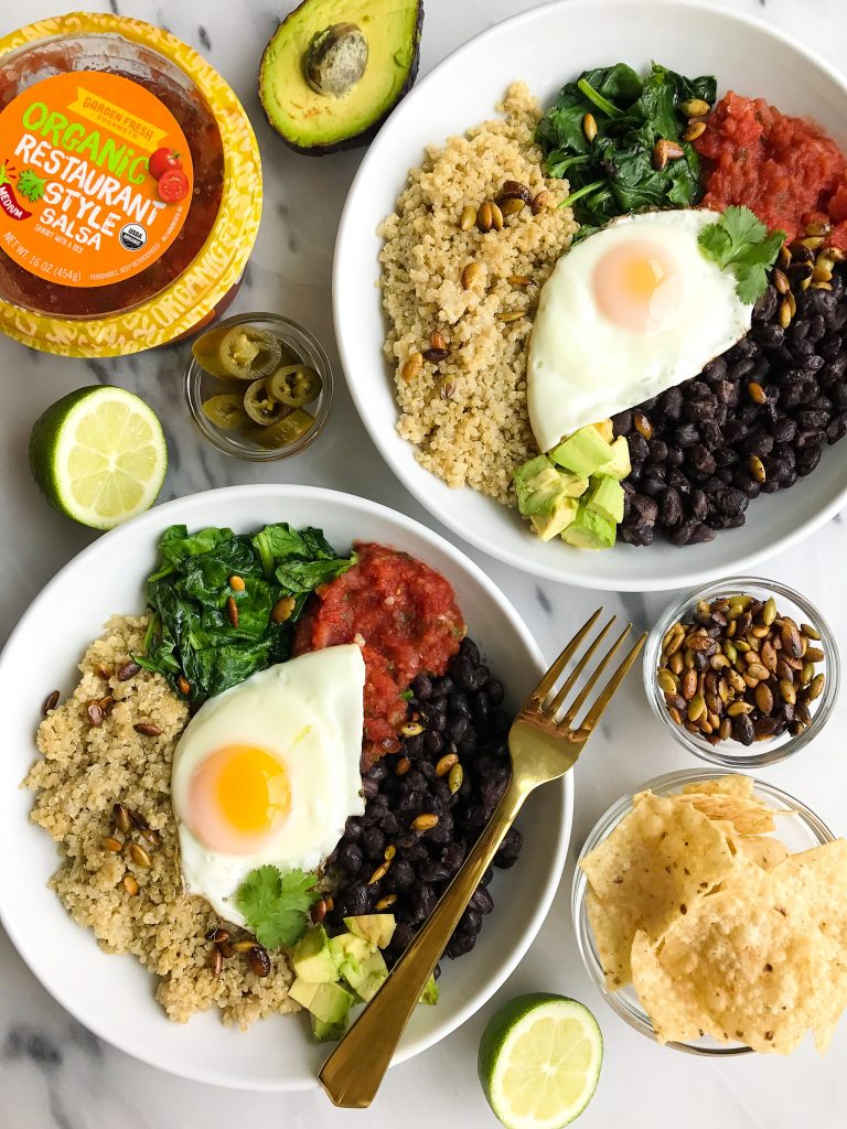 Vegetarian Taco Breakfast Bowl with Coconut Quinoa for a delicious savory breakfast recipe!