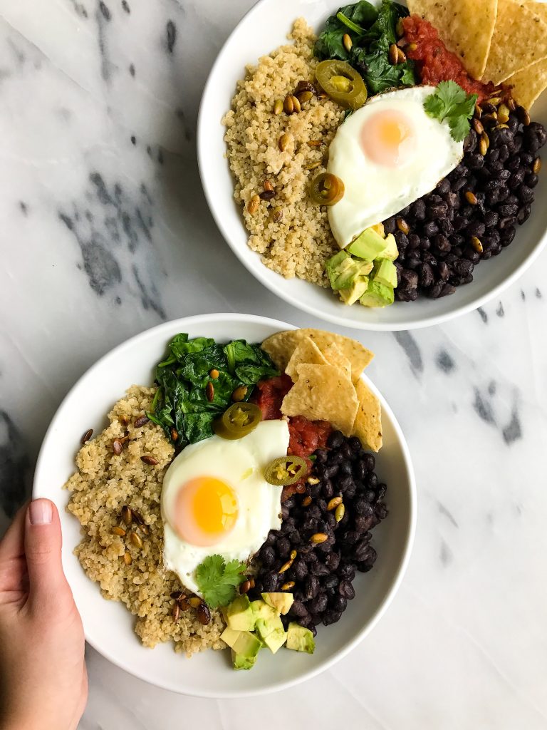 Vegetarian Taco Breakfast Bowl with Coconut Quinoa for a delicious savory breakfast recipe!