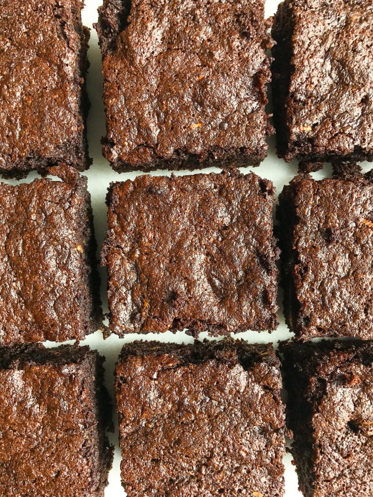 Chocolate Frosted Zucchini Bread Brownies that are grain & dairy-free, so chocolatey and delicious!