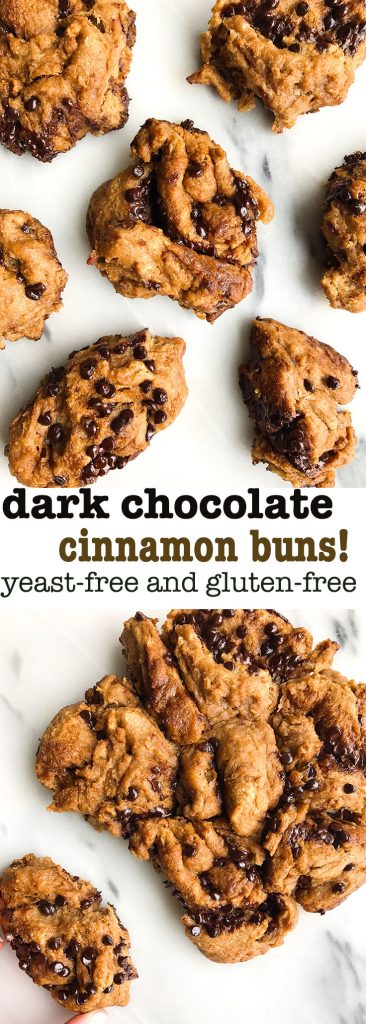 Dreamy & Messy Dark Chocolate Cinnamon Buns that are gluten & yeast-free, so easy to make!