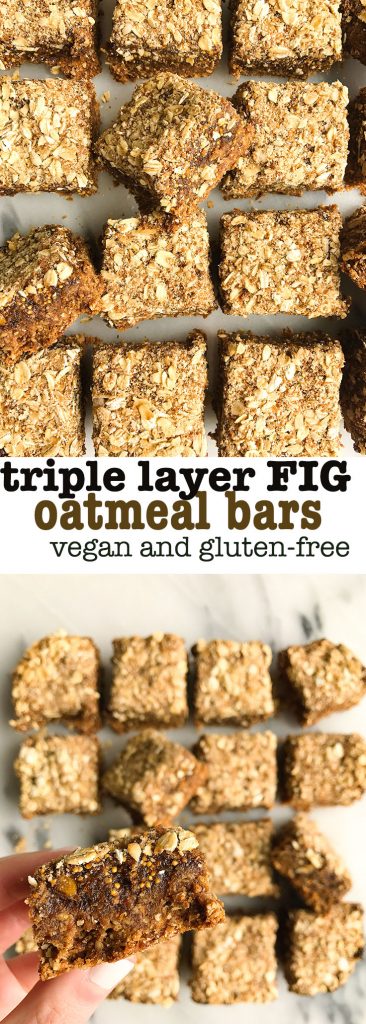 Triple Layer Oatmeal Fig Bars that are gluten free, vegan and DREAMY!