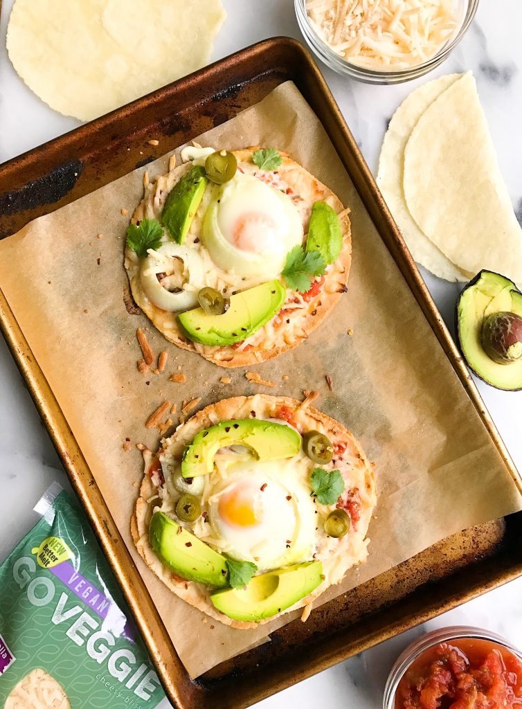 Veggie-loaded Tortilla Breakfast Pizzas made with minimal ingredients for a fun breakfast dish!