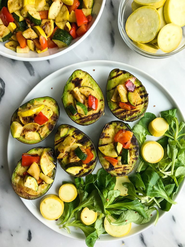 Charred Veggies with Grilled Avocado (vegan + grain-free)
