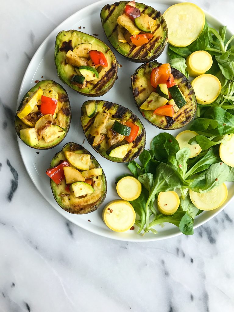 Charred Veggies with Grilled Avocado (vegan + grain-free)