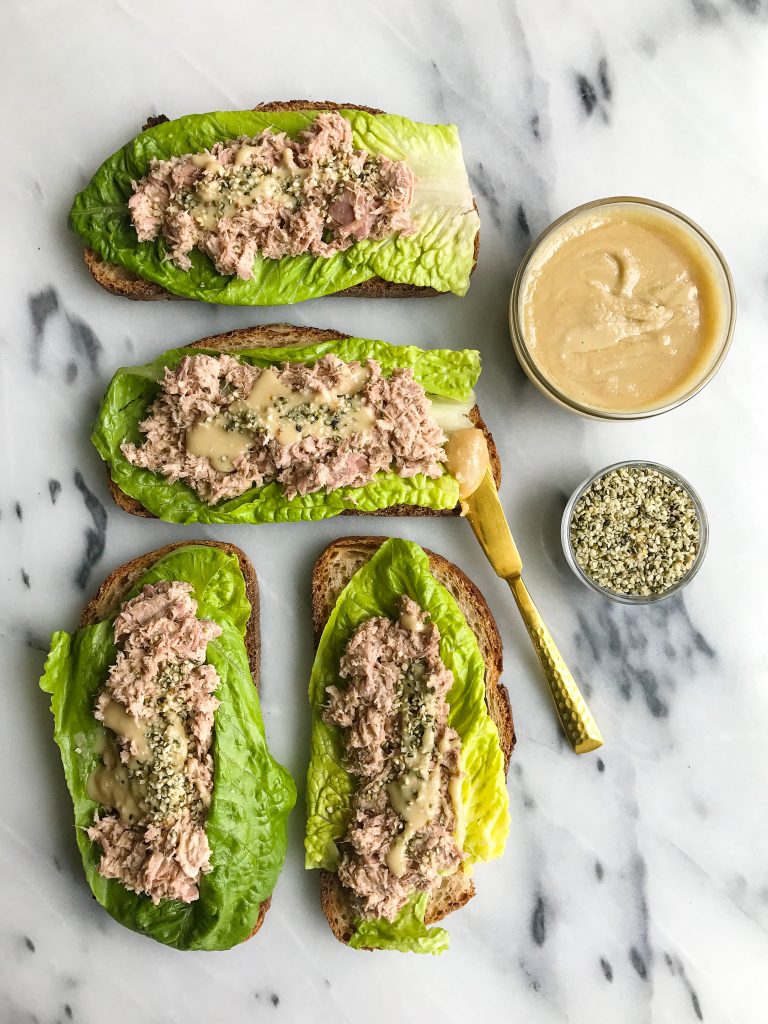 Cilantro + Hemp Seed Tuna Salad on Crispy Toast
