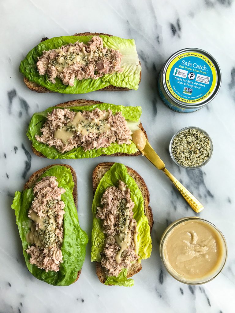 Cilantro + Hemp Seed Tuna Salad on Crispy Toast