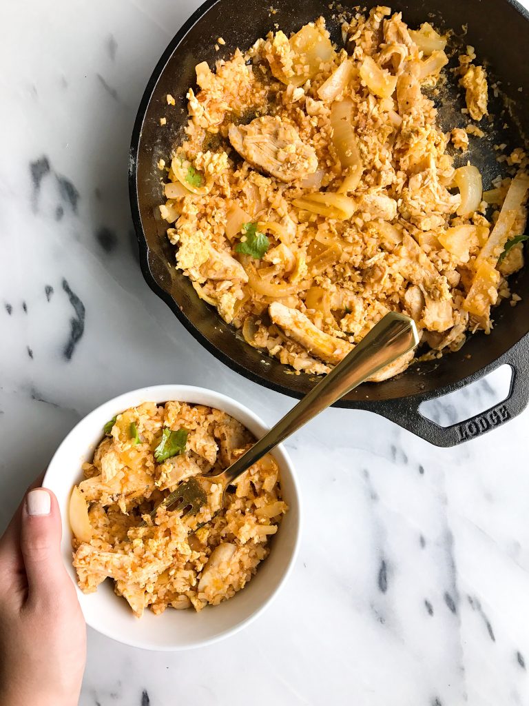 Buffalo Chicken Cauliflower Fried Rice for an easy Whole30 meal