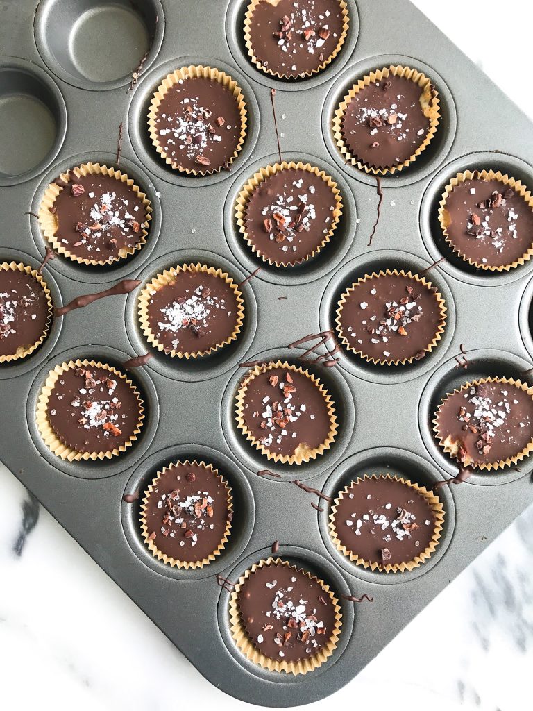 Frozen Dark Chocolate Tahini Cups with a Crunch