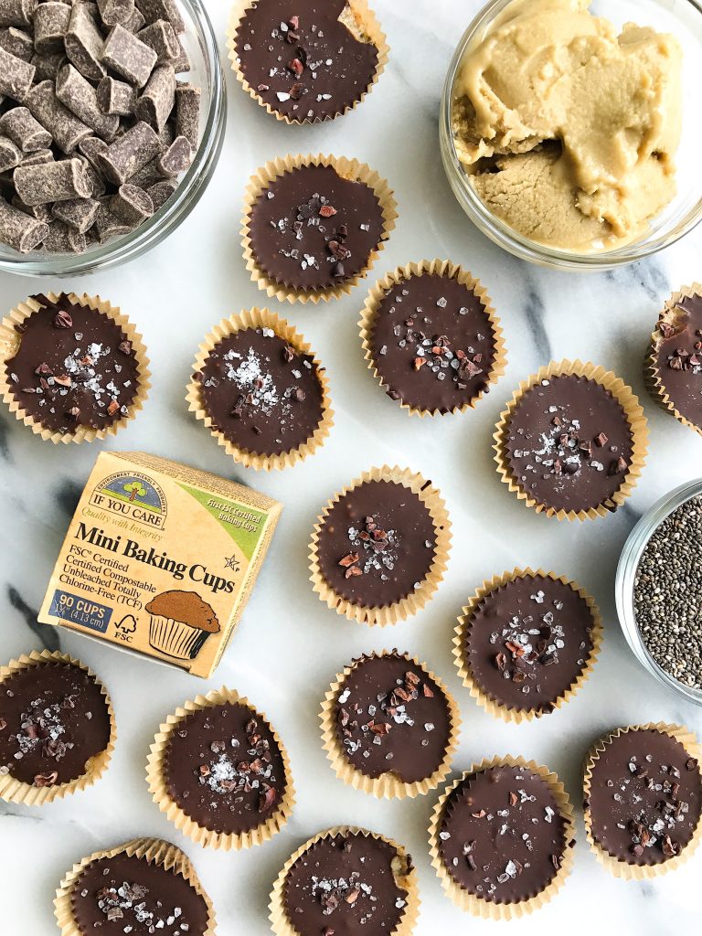 Frozen Dark Chocolate Tahini Cups with a Crunch
