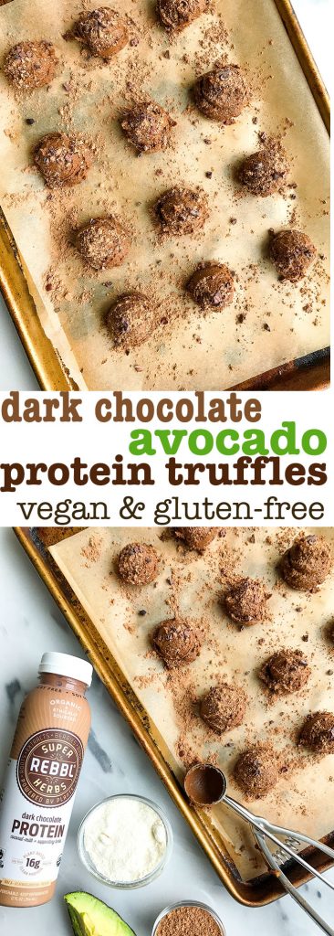 Dark Chocolate Avocado Protein Truffles (vegan)