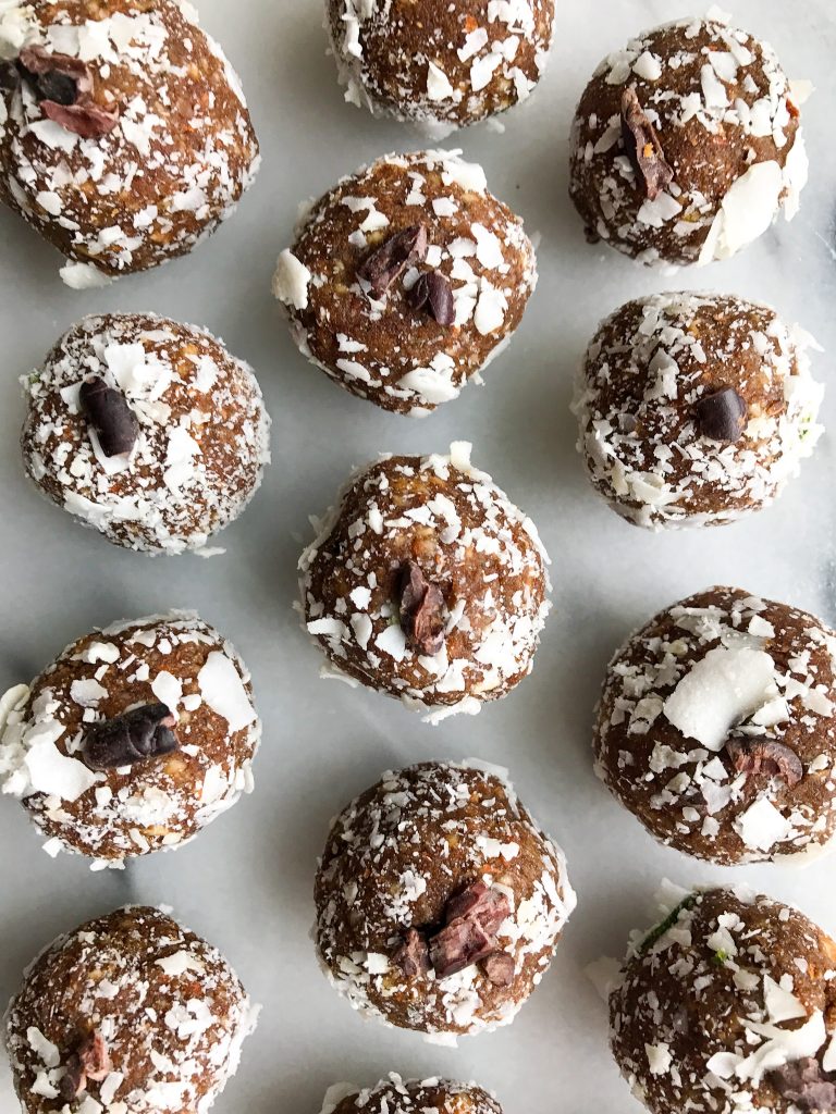 Chocolate Chip Zucchini Bread Truffles made dairy & grain-free and with collagen peptides!