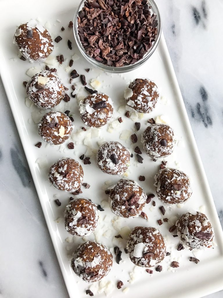 Chocolate Chip Zucchini Bread Truffles made dairy & grain-free and with collagen peptides!