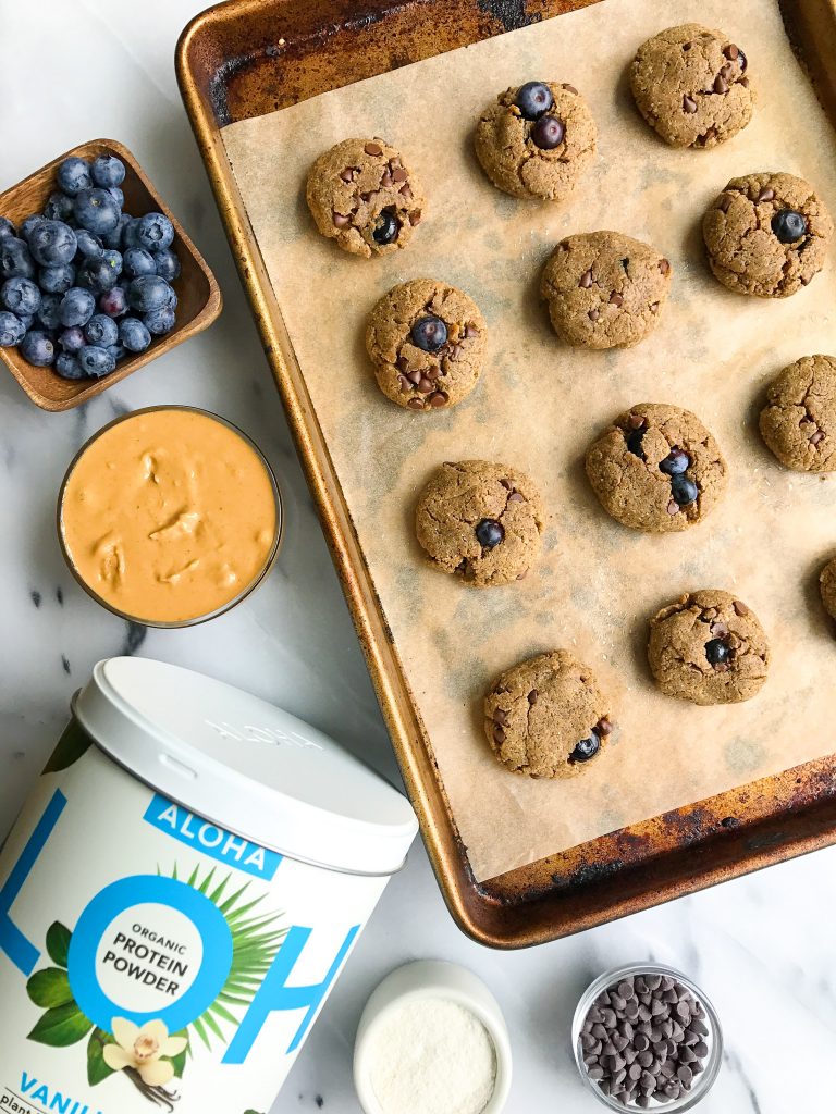 The most delicious Blueberry Chocolate Chip Breakfast Protein Cookies that are gluten & dairy-free!