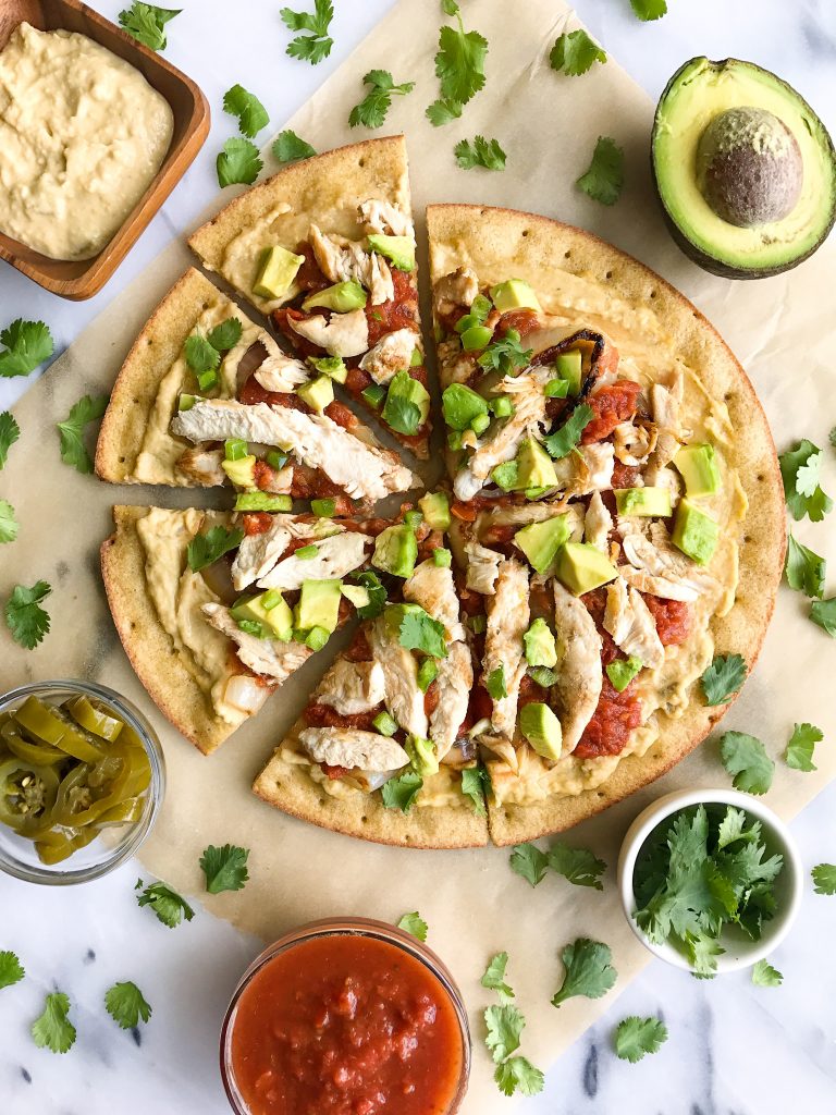 My Favorite Grilled Taco Pizza with Shredded Chicken for a delicious dairy-free pizza recipe!