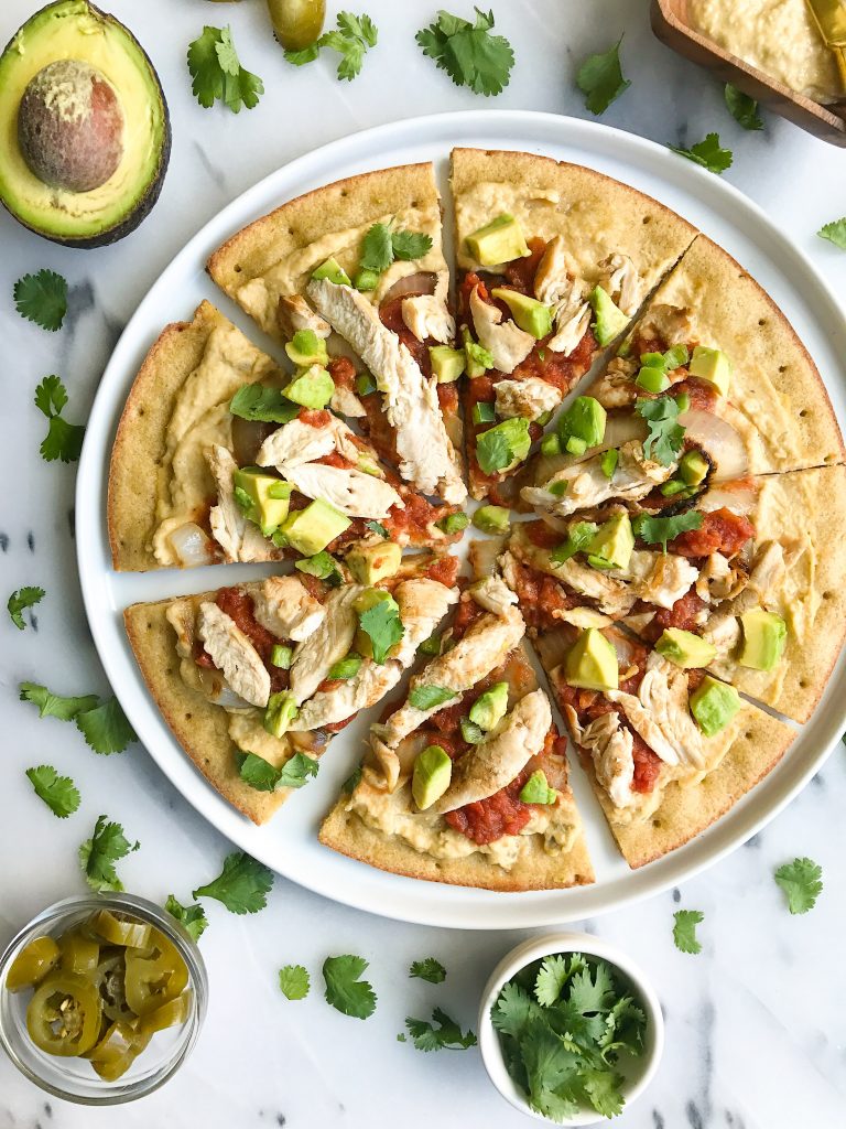 My Favorite Grilled Taco Pizza with Shredded Chicken for a delicious dairy-free pizza recipe!