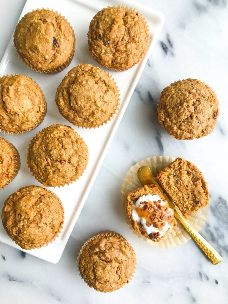 Healthy Bakery-Style Carrot Cake Muffins that are gluten and dairy-free!