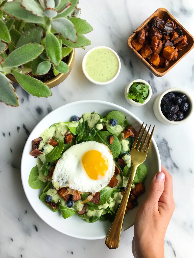 Savory Breakfast Salad with Creamy Cilantro Sauce for a delicious Whole30 meal!