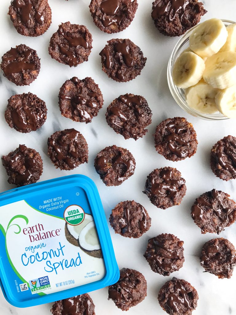 Chocolate Chip Banana Bread Brownie Bites! Vegan, grain-free and sweetened with bananas! 