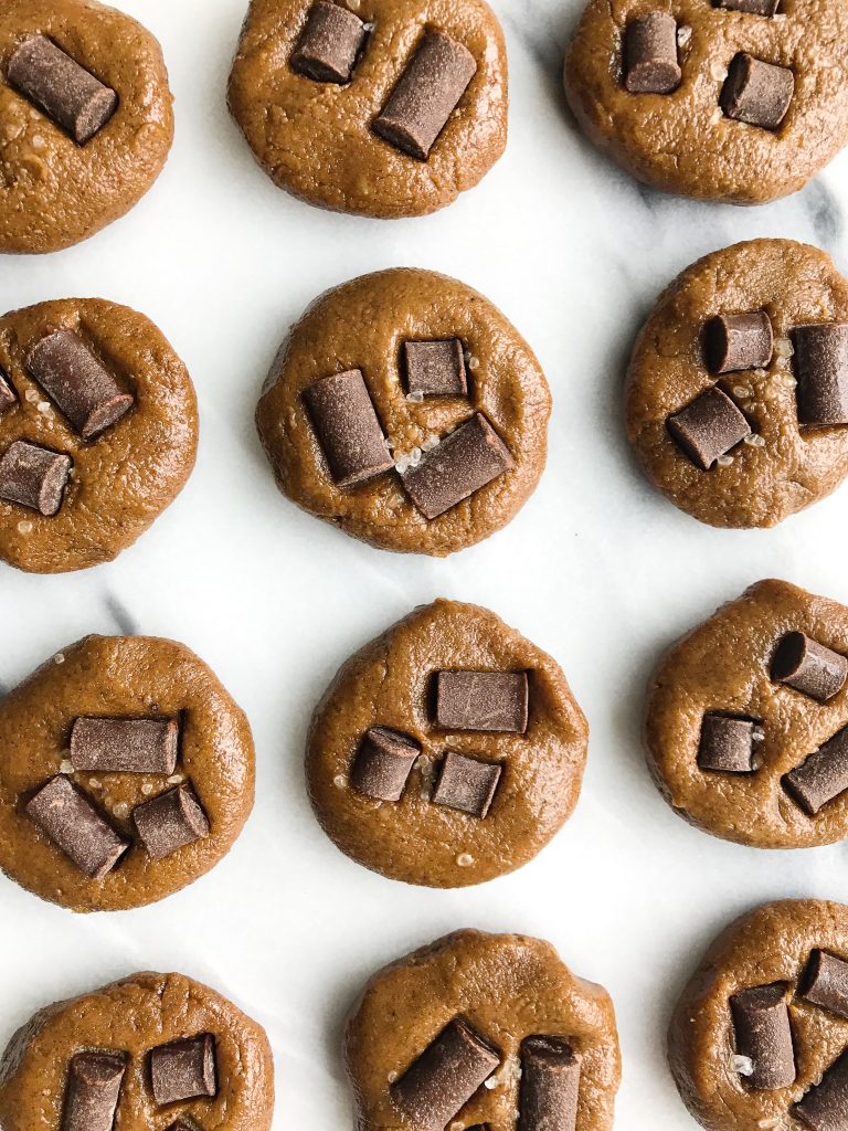Fudgey No-Bake Chocolate Chip Freezer Cookies for a delicious vegan and grain-free dessert!