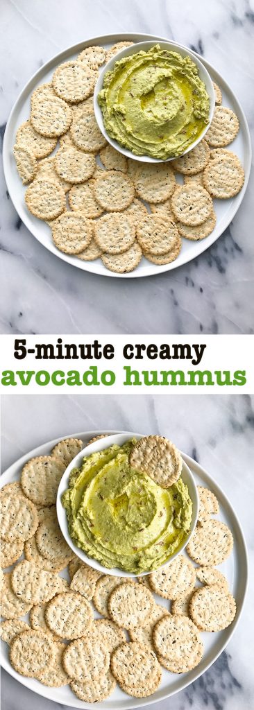 Creamy 5-minute Avocado Hummus that is vegan and gluten-free!