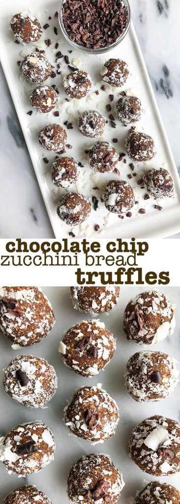 Chocolate Chip Zucchini Bread Truffles made dairy & grain-free and with collagen peptides!