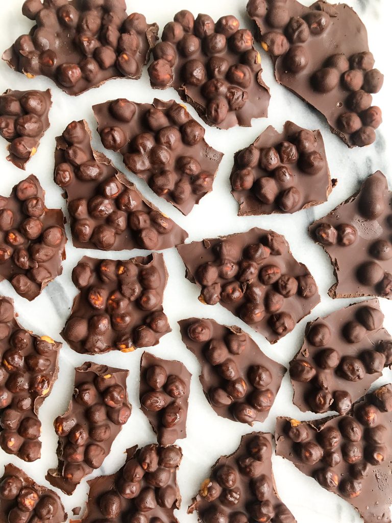 3-ingredient Dark Chocolate Chickpea Bark for a quick and easy healthy snack!