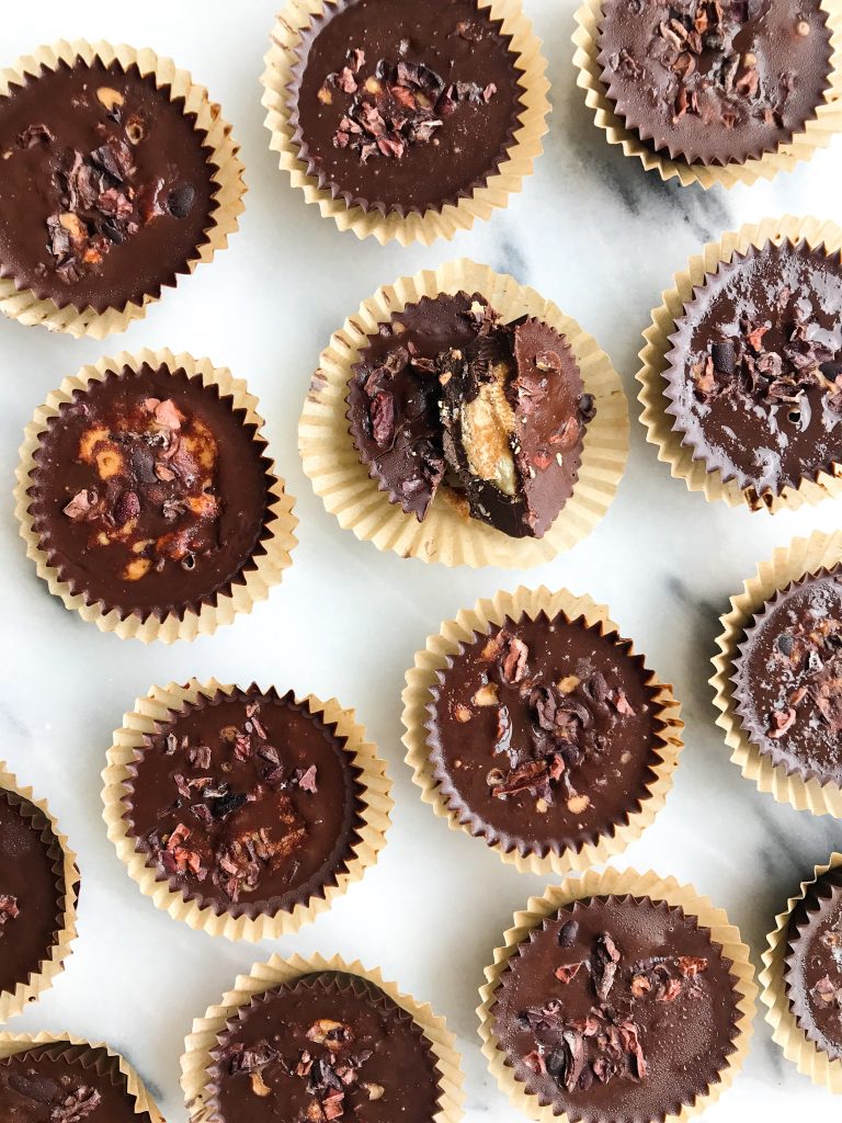 Fatty Dark Chocolate Coconut Butter Cups filled with super greens for an easy low sugar treat!
