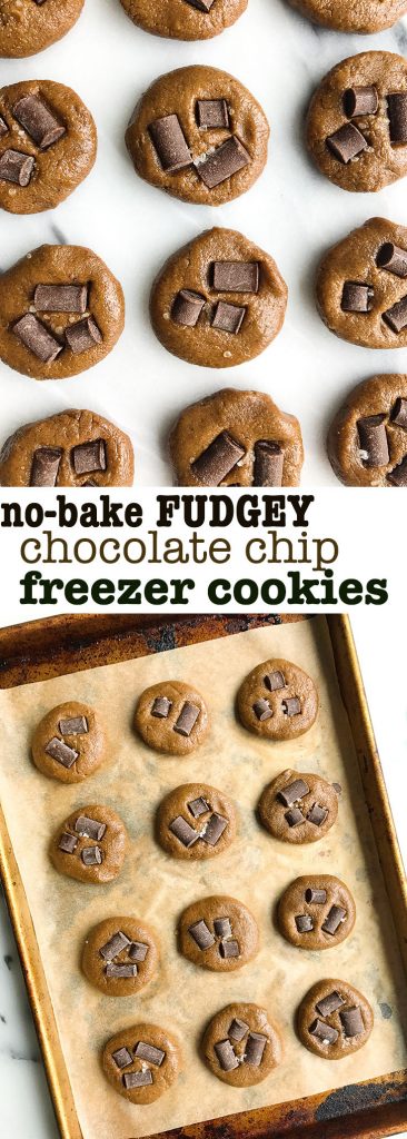 Fudgey No-Bake Chocolate Chip Freezer Cookies for a delicious vegan and grain-free dessert!