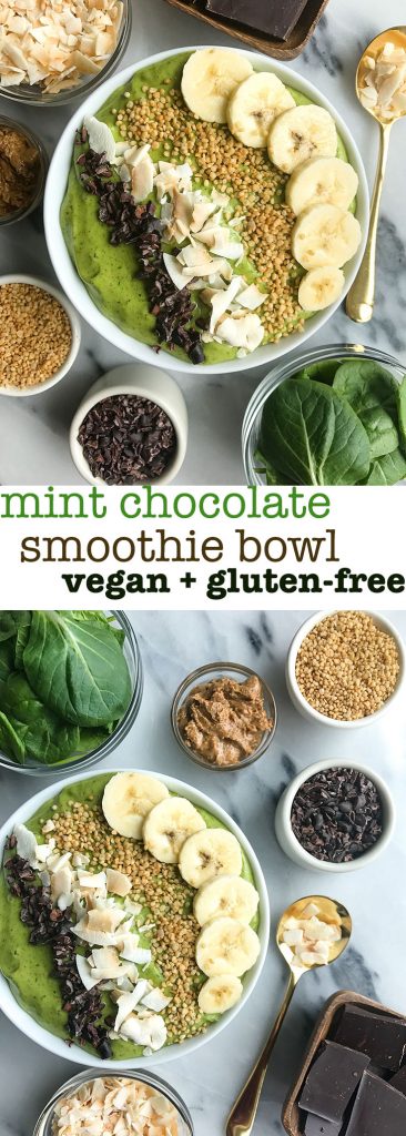 Dreamy Mint Cacao Chip Smoothie Bowl for an easy plant-based and gluten-free smoothie bowl!