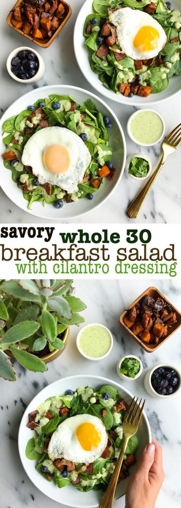 Savory Breakfast Salad with Creamy Cilantro Sauce for a delicious Whole30 meal!