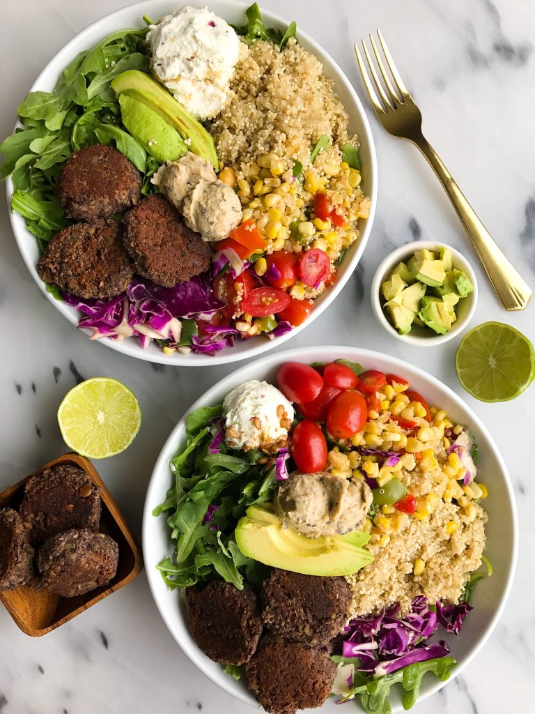 Crispy Vegan Black Bean Falafel Bowls (gluten-free) - rachLmansfield