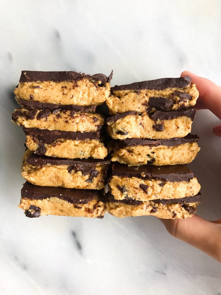 Sea Salt Dark Chocolate Cookie Dough Crack Bars (vegan + gf)