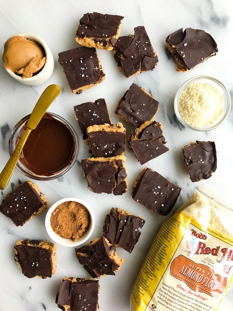 Sea Salt Dark Chocolate Cookie Dough Crack Bars (vegan + gf)