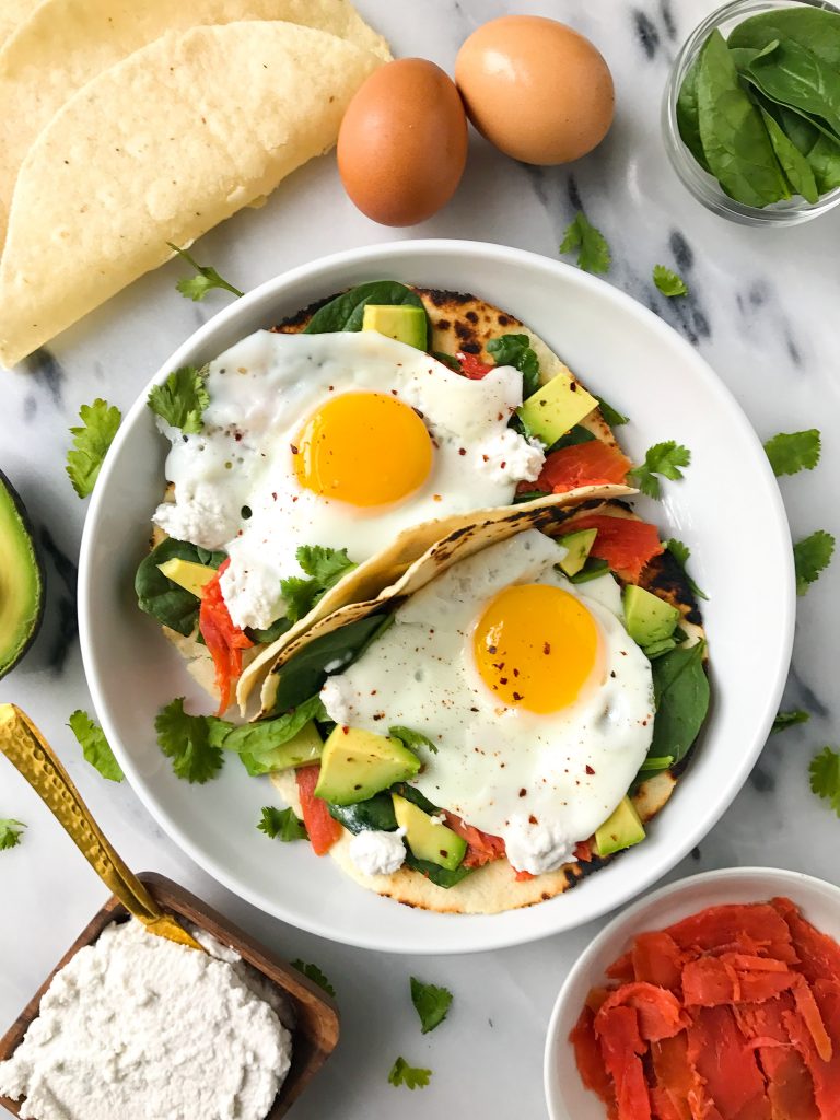 Savory Breakfast Tacos with Easy Coconut "Cream Cheese" for an easy and delicious breakfast!