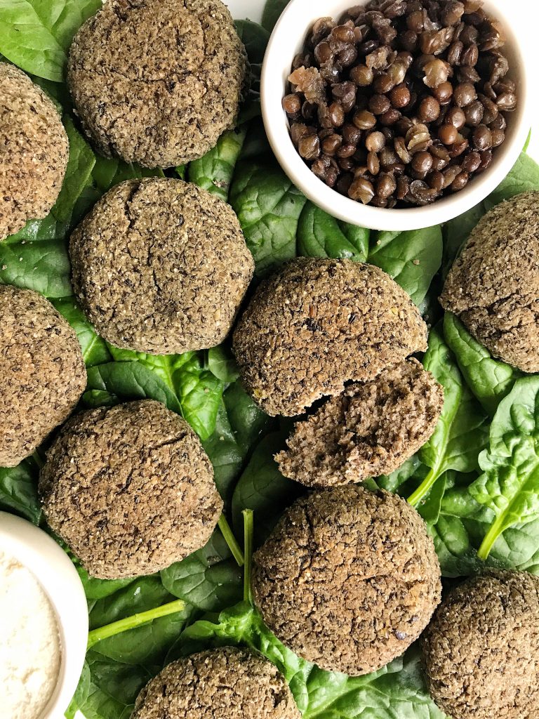 Crispy Black Lentil Falafel Bites made with 5 easy ingredients for an easy vegan and gluten-free recipe. Made with no chickpeas! 