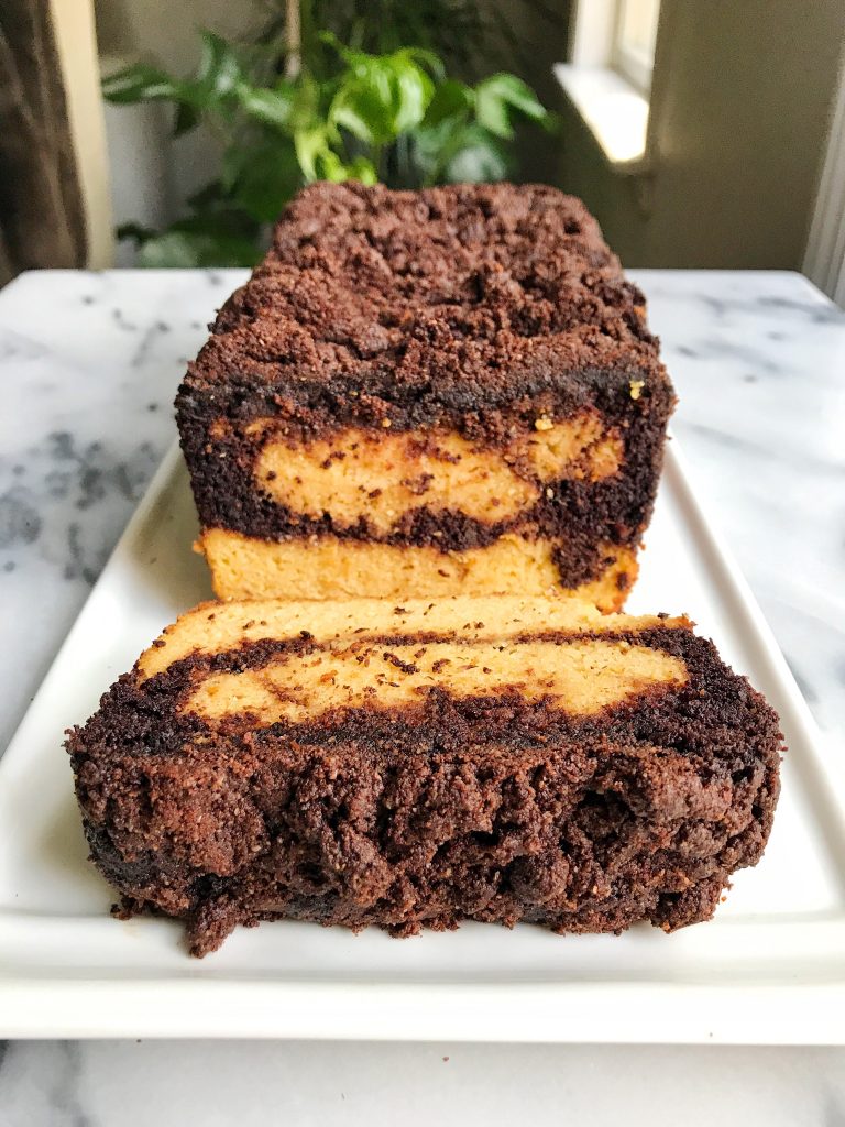 Paleo Dark Chocolate Marble Sweet Potato Loaf for an easy refined sugar-free sweet bread!