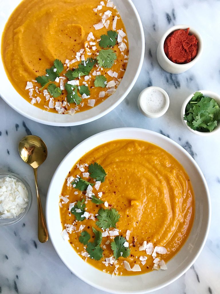 Creamy Thai Kabocha Squash Soup for an easy Vegan and Whole30-friendly recipe!