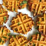 Savory Paleo Veggie Breakfast Waffles made with coconut flour for an easy veggie waffle!