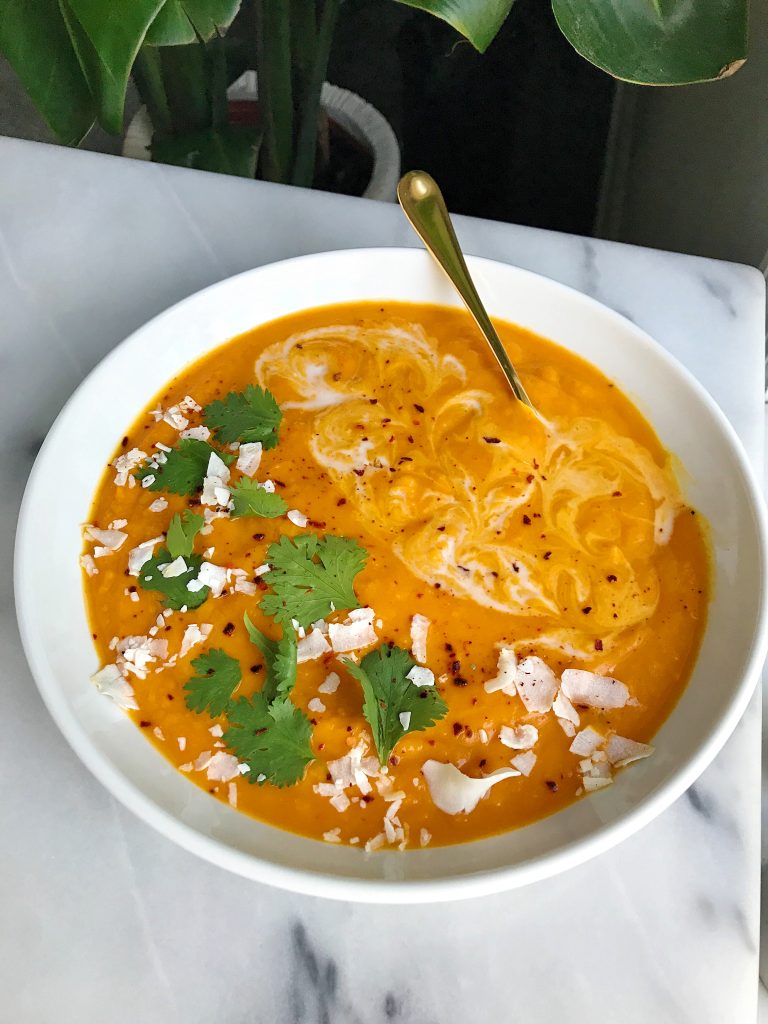 Creamy Thai Kabocha Squash Soup for an easy Vegan and Whole30-friendly recipe!