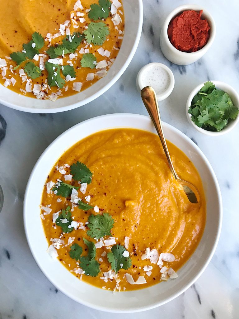 Creamy Thai Kabocha Squash Soup for an easy Vegan and Whole30-friendly recipe!