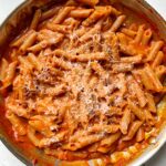 Sharing our family's favorite penne vodka sauce recipe. This is our go-to vodka sauce that is healthier than the usual, easy to make and comes together in under 20 minutes.