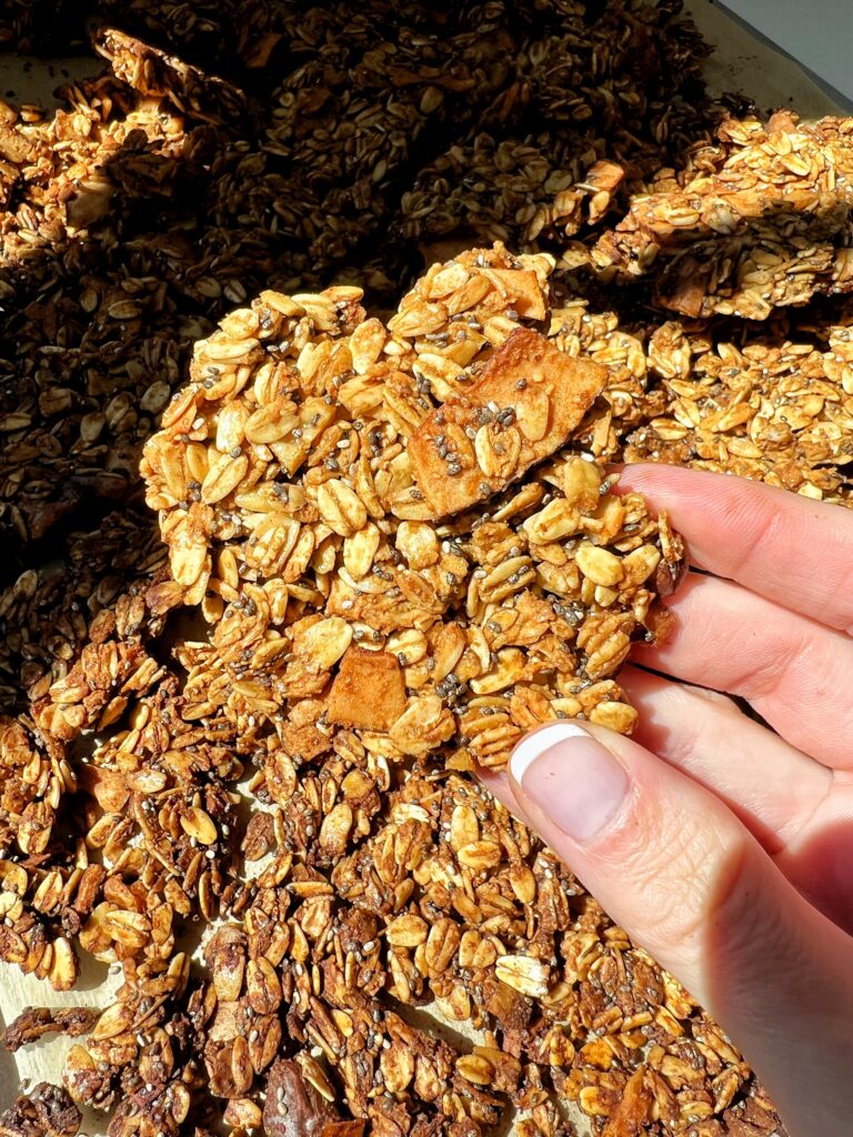Gluten-free Pumpkin Granola with Clusters! This vegan granola recipe is such an easy homemade granola to make in just 30 minutes.